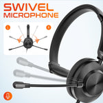 Delton 30Y MS Teams Noise-Canceling On-Ear Mono Computer Headset, USB Type-A & Type-C, Black (DWH30Y)
