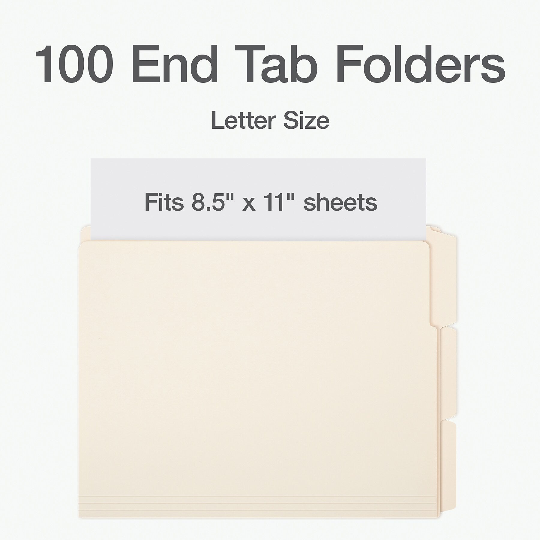 Pendaflex End Tab File Folder, 1/3-Cut Tab, Assorted, Letter Size, Manila, 100/Box(1007003)