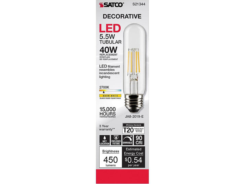 Satco Lighting 5.5-Watt Warm White LED Decorative Bulb, 6/Carton (S21344)