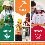 Bintiva Dress Up/Drama Play Helping At Home Trunk Set, Construction Worker/Chef/Gardener, 15 Pieces/Set (BNVBT023)