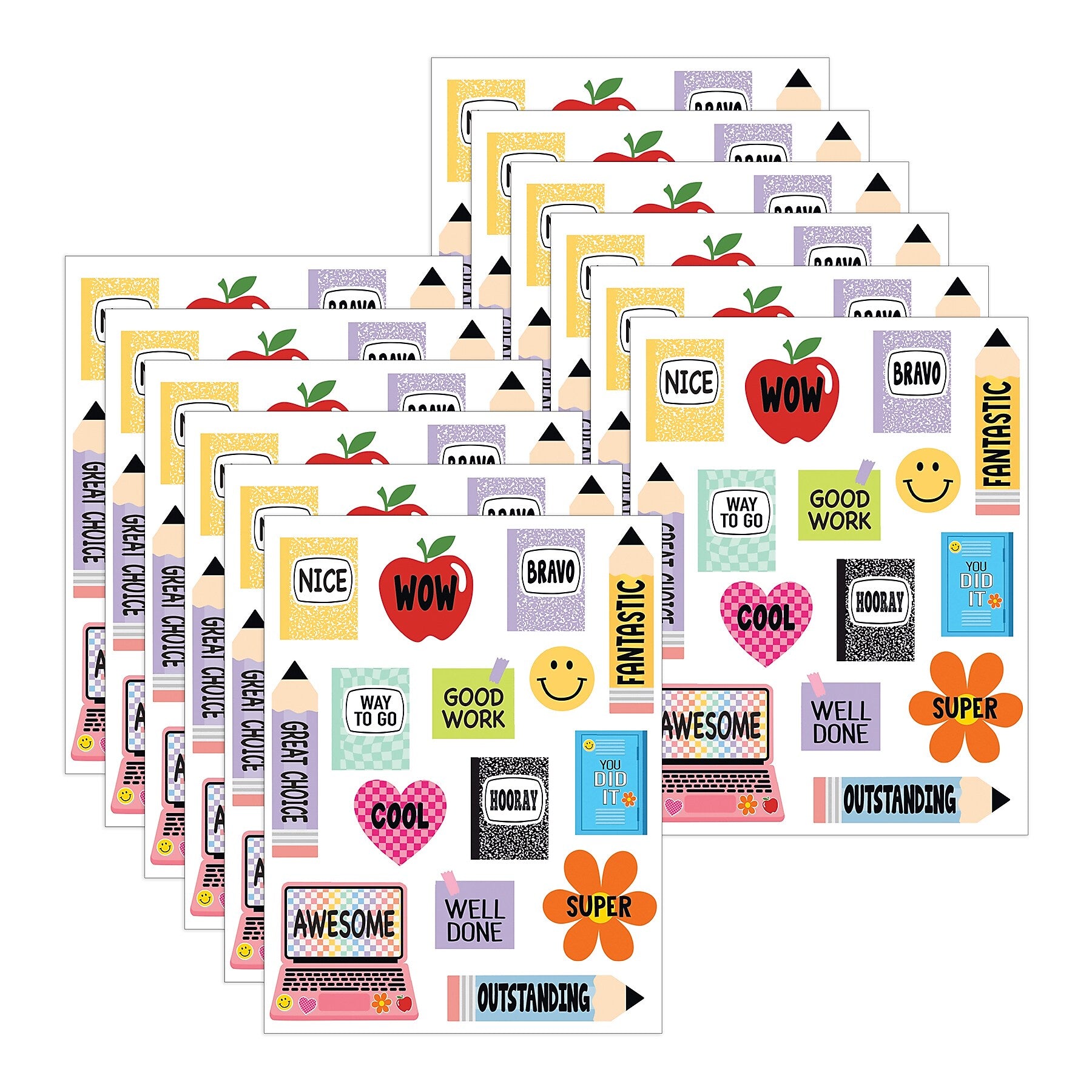 Teacher Created Resources Cool for School Stickers, Multicolored, 90/Pack, 12/Packs/Bundle (TCR9323-12)