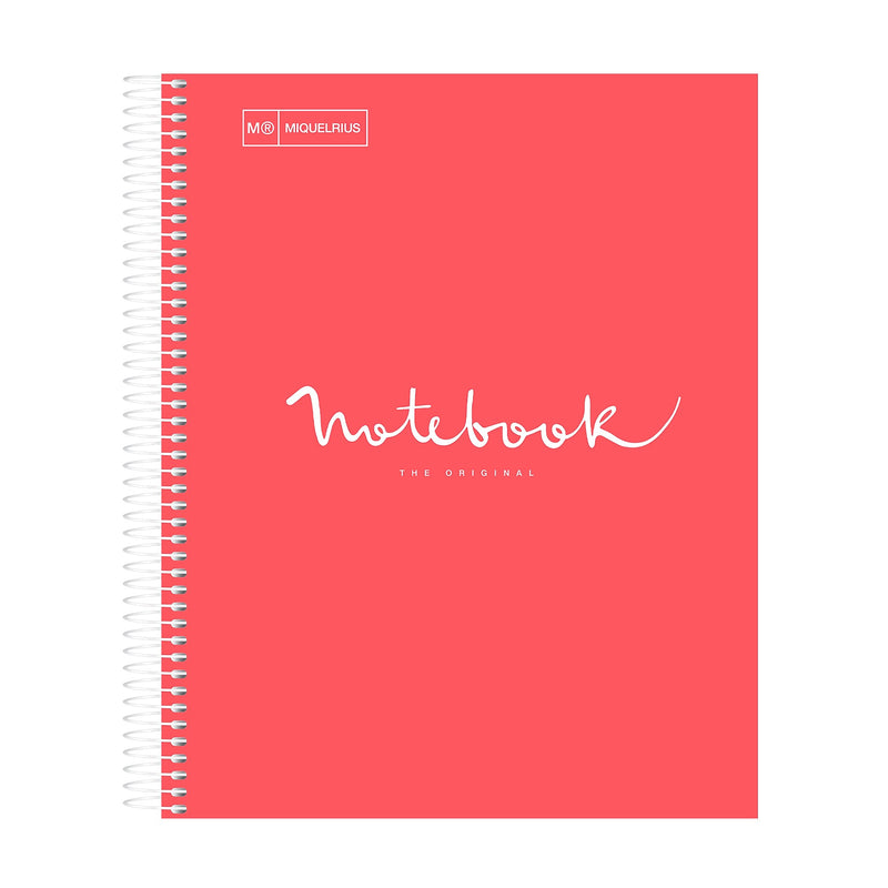 Miquelrius Emotions 1-Subject Composition Notebook, 8.5" x 11", College-Ruled, 80 Sheets, Coral, 5/Pack (48284CS)