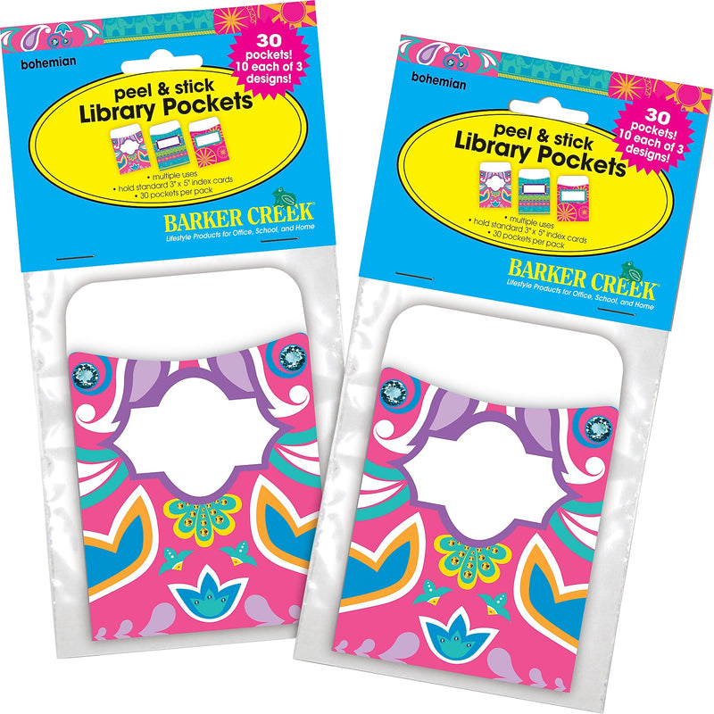 Barker Creek Bohemian Library Library Pockets, 5.125" x 3.5", 60/Set (BC3842)