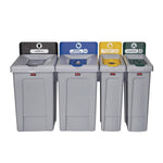 Rubbermaid Commercial Slim Jim Single-Stream Bottles and Cans Recycling Station Kit, 23 Gallon, Gray/Yellow (2185052)