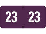 Smead ETS 2023 Color-Coded Year Label, 0.5"H x 1"W, White on Purple, 25 Labels/Sheet, 10 Sheets/Pack, 250 Labels/Pack (67923)