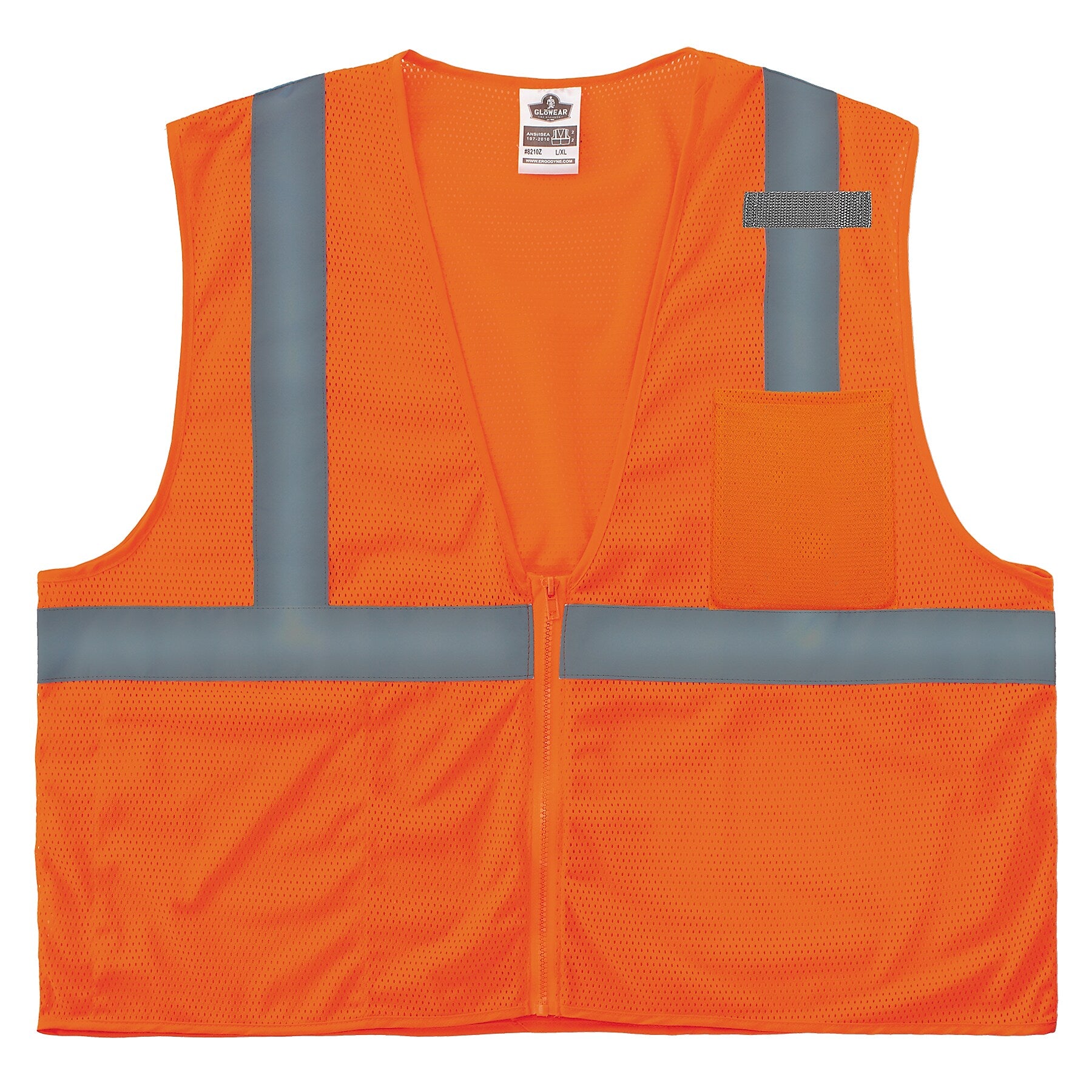 Ergodyne GloWear 8210Z High Visibility Sleeveless Safety Vest, ANSI Class R2, Orange, 4X/5X (21049)