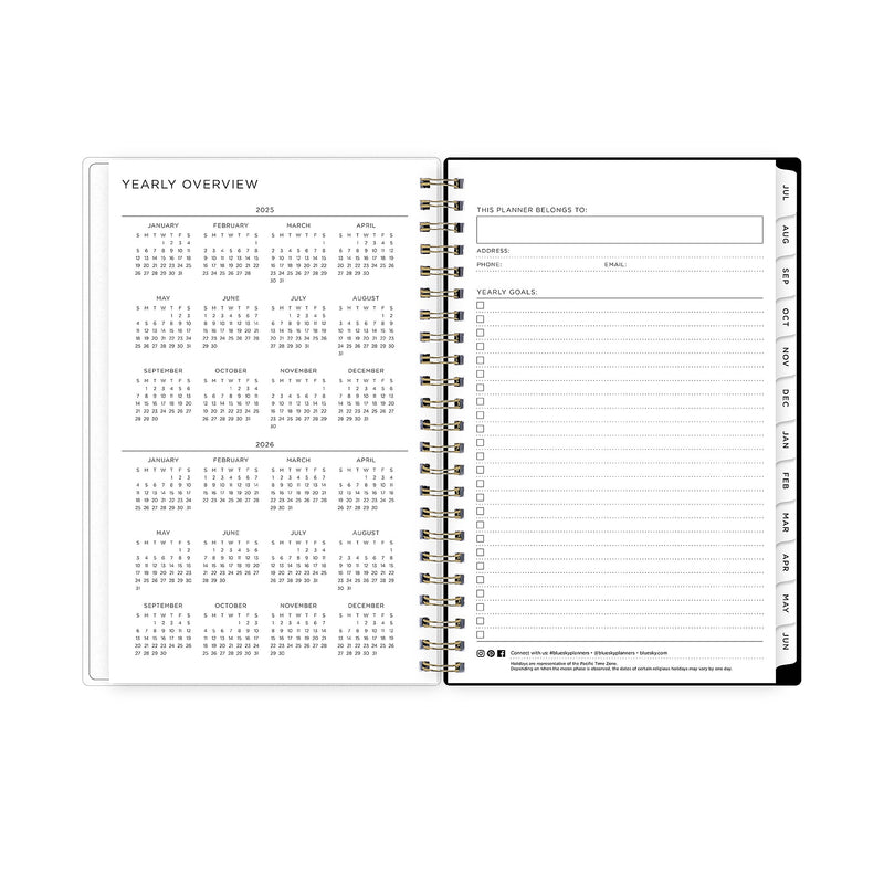 2025-2026 Blue Sky Leopard 5" x 8" Academic Year Weekly & Monthly Planner, Plastic Cover, Multicolored (149047-A26)