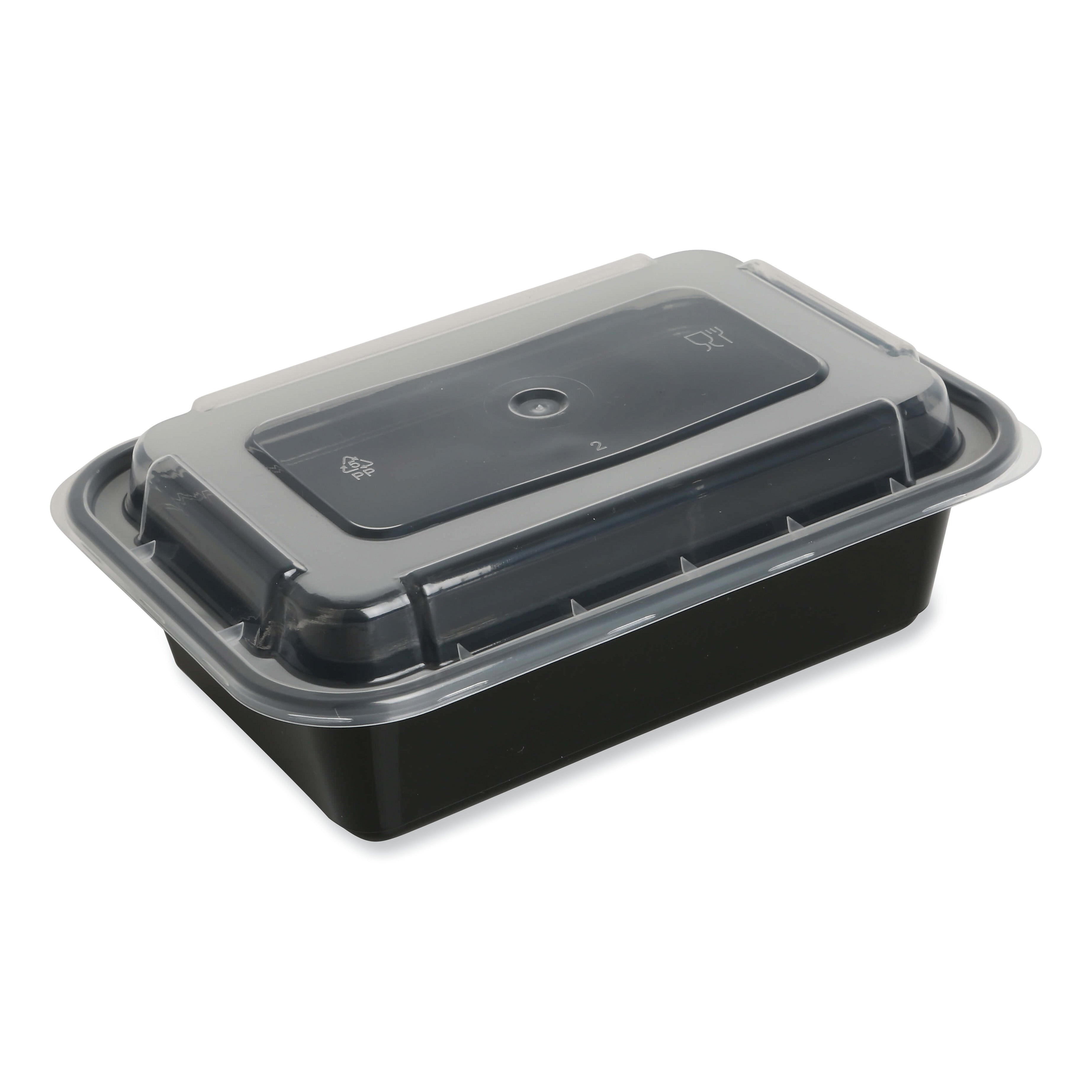 GEN Food Container with Lid, 16 oz, 7.48 x 5.03 x 2.04, Black/Clear, Plastic, 150/Carton