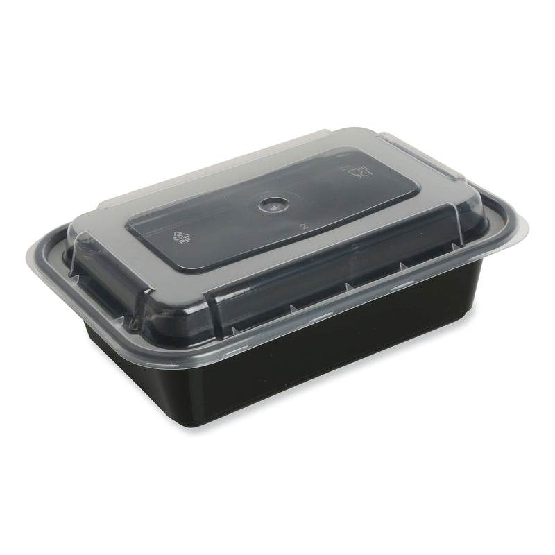 GEN Food Container with Lid, 16 oz, 7.48 x 5.03 x 2.04, Black/Clear, Plastic, 150/Carton