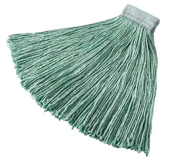 Rubbermaid Cut-End Wet Mop Heads, 24 oz, Green, 5" White Headband (RCPF13700GR00)