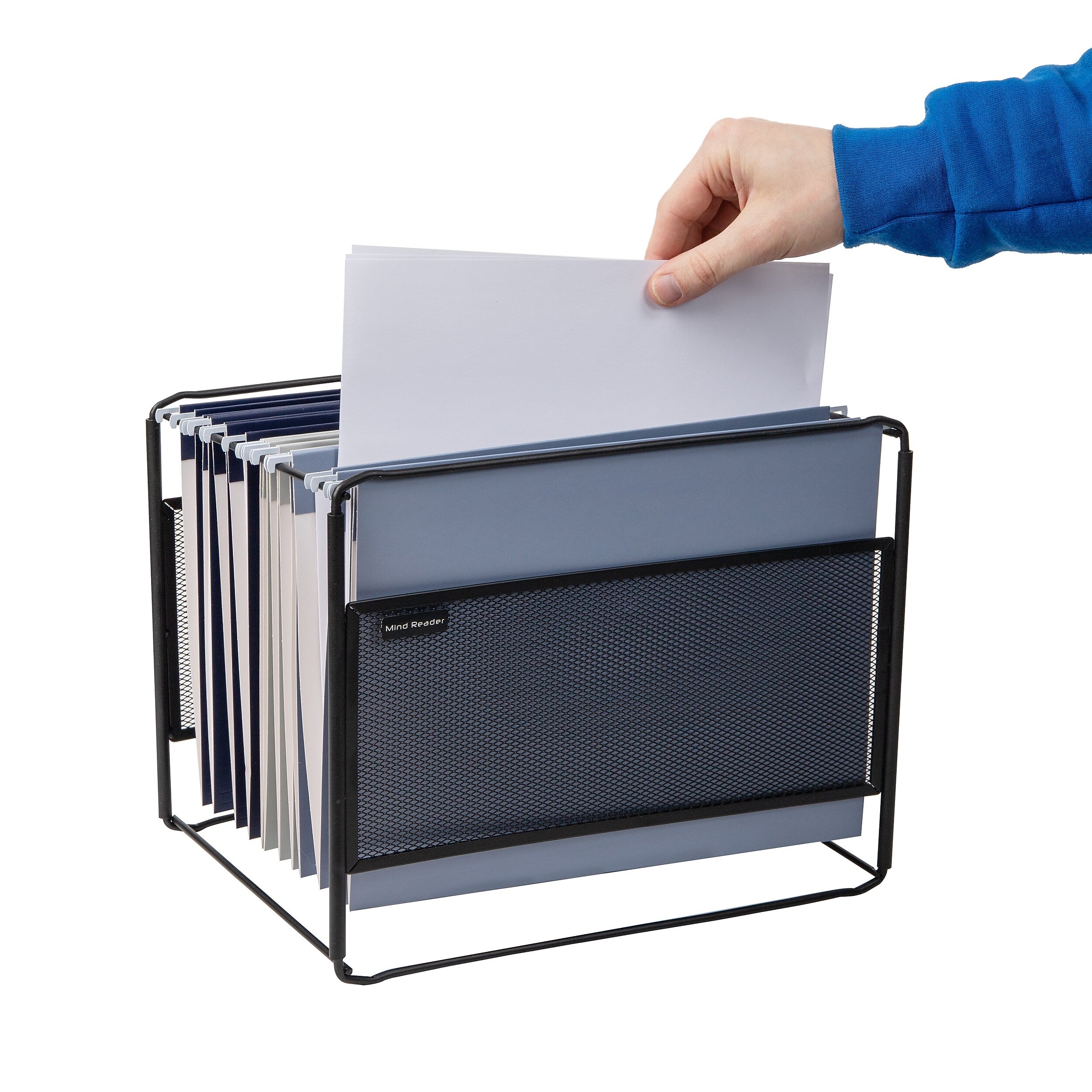 Mind Reader Metal File Organizer, Black (BOXFILE-BLK)