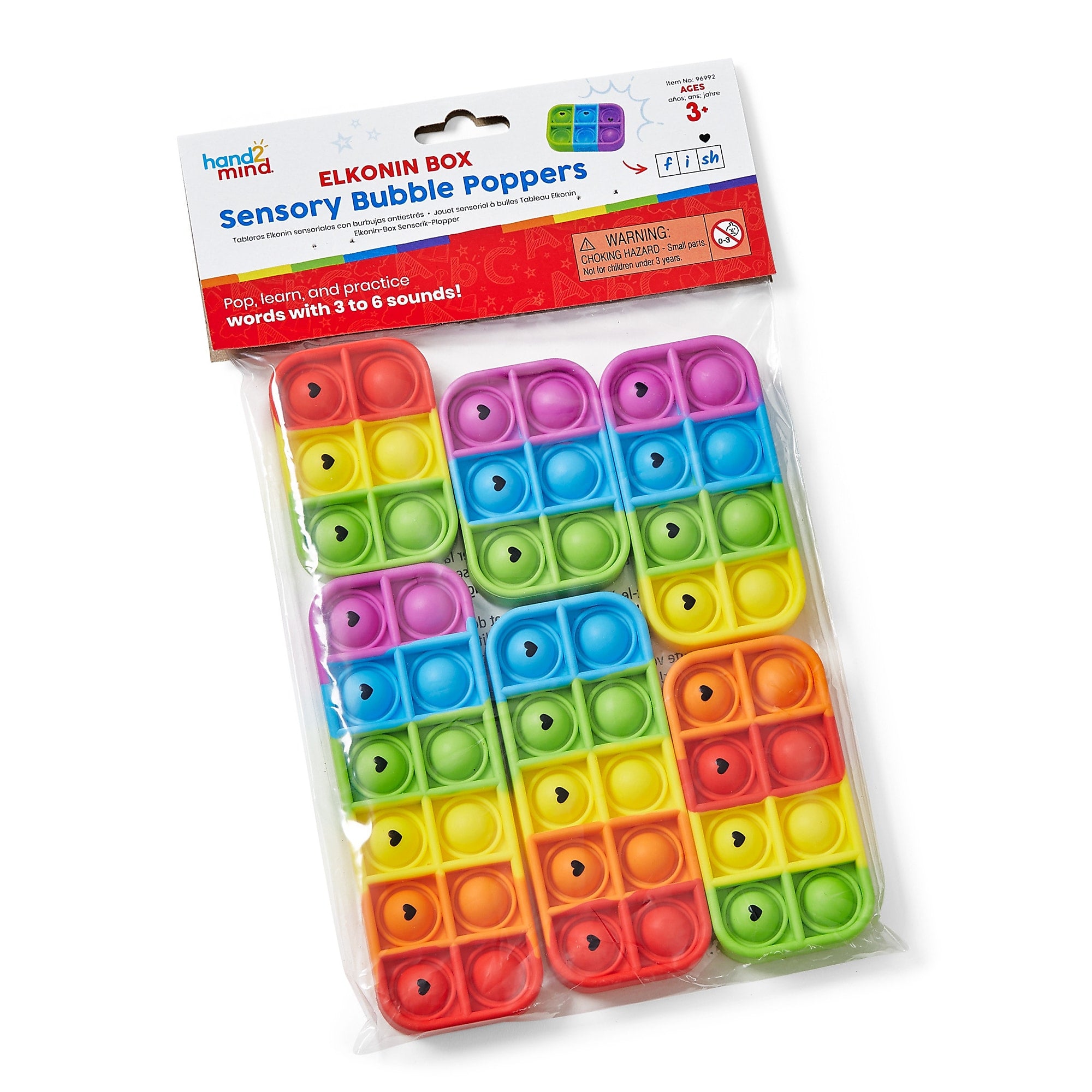 hand2mind Elkonin Box Sensory Bubble Poppers, Multicolored (96992)
