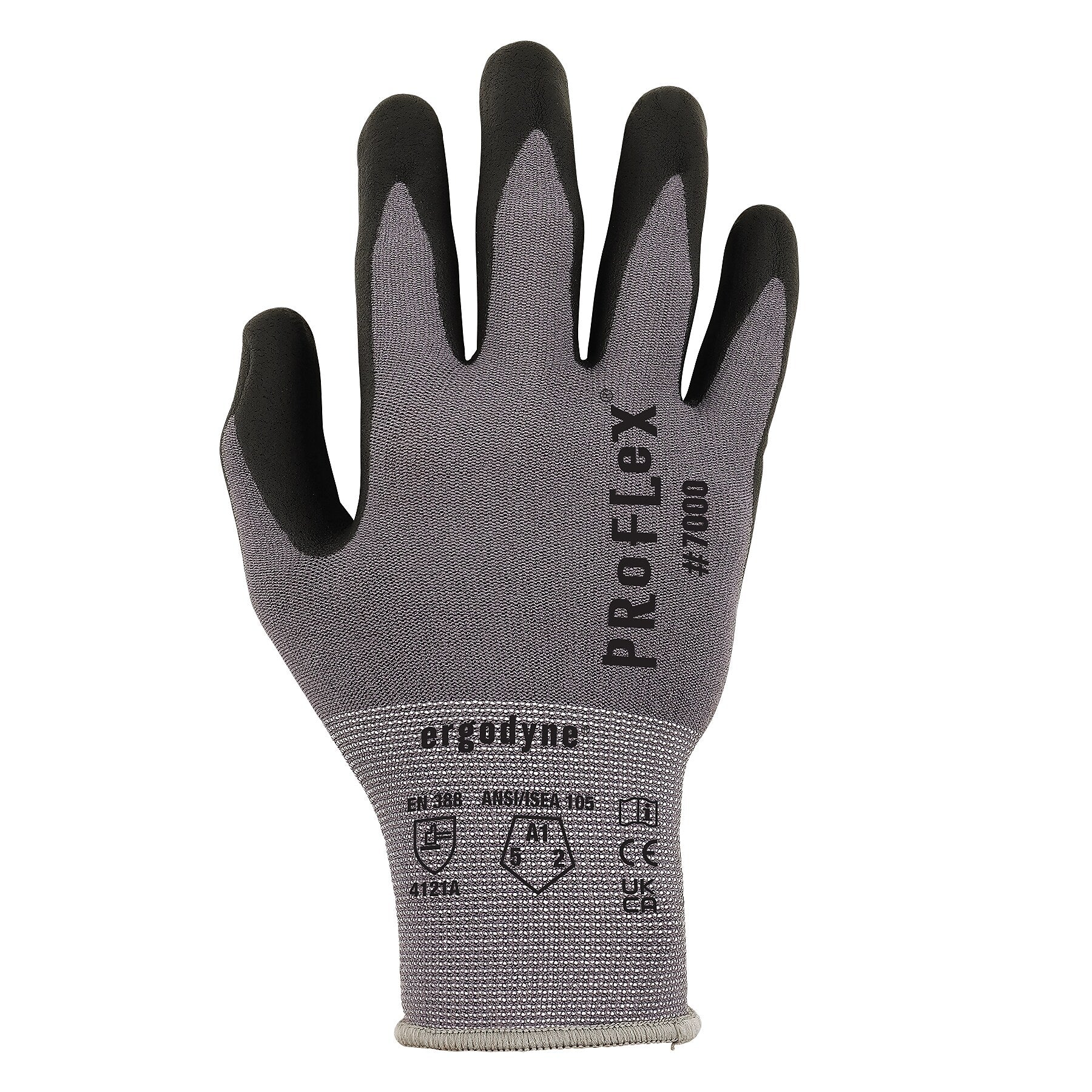 Ergodyne ProFlex 7000 Nitrile Coated Gloves, Microfoam Palm, ANSI Level 5 Abrasion Resistance, Gray, XXL, 12 Pair (10366)