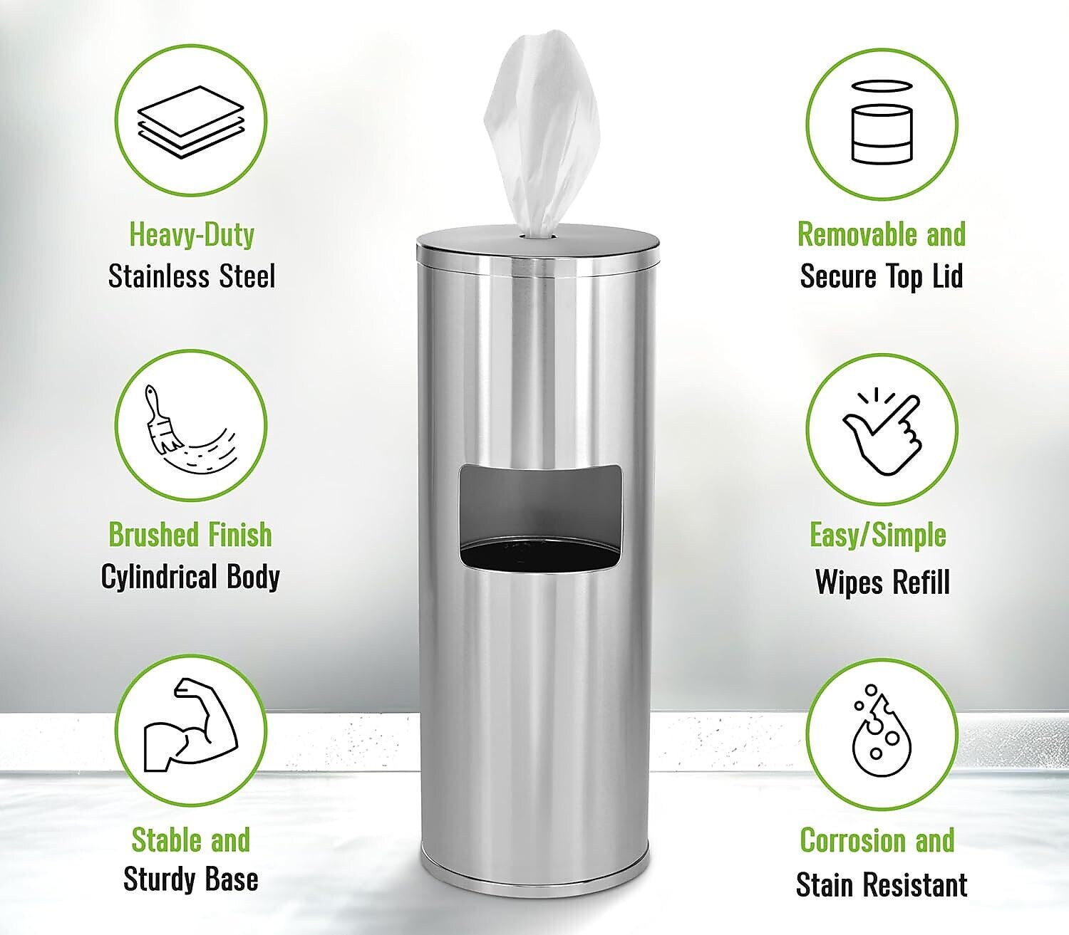 Alpine Industries Universal Floor Stand Wet Wipe Dispenser, Stainless Steel (ALP4777)