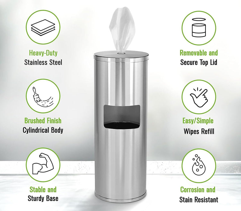 Alpine Industries Universal Floor Stand Wet Wipe Dispenser, Stainless Steel (ALP4777)