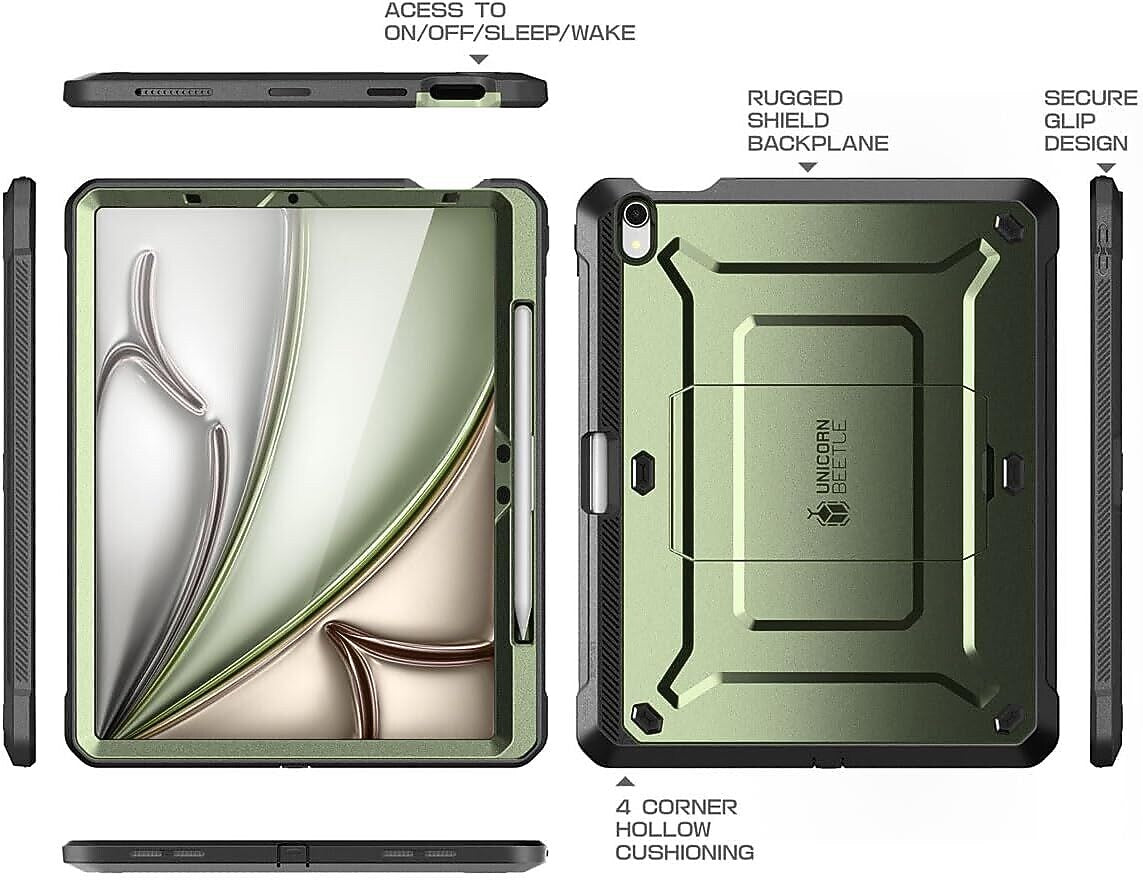 SUPCASE Unicorn Beetle Pro Plastic 11" Fullbody Case for iPad Air 11" 6th Generation, Green