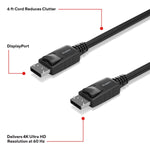 Staples TECH 6 ft. DisplayPort to DisplayPort Audio/Video Cable, Male to Male, Black, 10/Pack (ST62475)