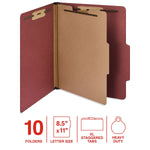 Staples 60% Recycled Heavy Duty Pressboard Classification Folder, 1-Divider, 2" Expansion, Letter Size, Red, 10/Box (ST62558)