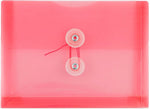 JAM Paper Premium Plastic Filing Envelope with Button & String Closure, Pink, 3/Pack (920B1PIX3)