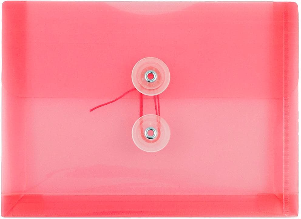JAM Paper Premium Plastic Filing Envelope with Button & String Closure, Pink, 3/Pack (920B1PIX3)
