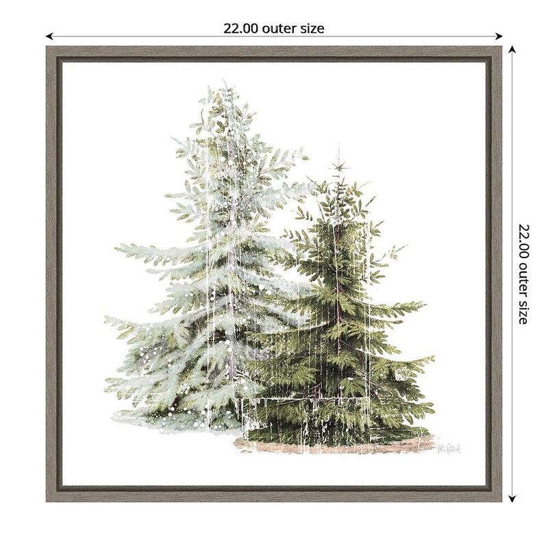 Amanti Art Vintage Wooded Holiday Trees in Snow by Katie Pertiet Framed Canvas Wall Art Print, 22" x 22" (A42675456637)