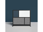 Luxor Workflow Series 4-Panel Freestanding Modular Room Divider System Starter Wall with Whiteboard, 48"H x 53"W, Black/Gray