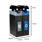 Commercial Zone Avante Series Polyethylene Dual-Stream Trash and Recycling Center, 60 Gallon, Black (787206MSA)