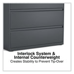 Alera 3-Drawer Lateral File Cabinet, Letter/Legal Size, Lockable, 40.25"H x 42"W x 18.63"D, Charcoal (ALEHLF4241CC)