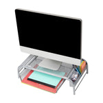 Mind Reader Monitor Stand with Paper Tray, Up to 33 lbs., Metal Mesh, Silver (MESHMONSTA-SIL)
