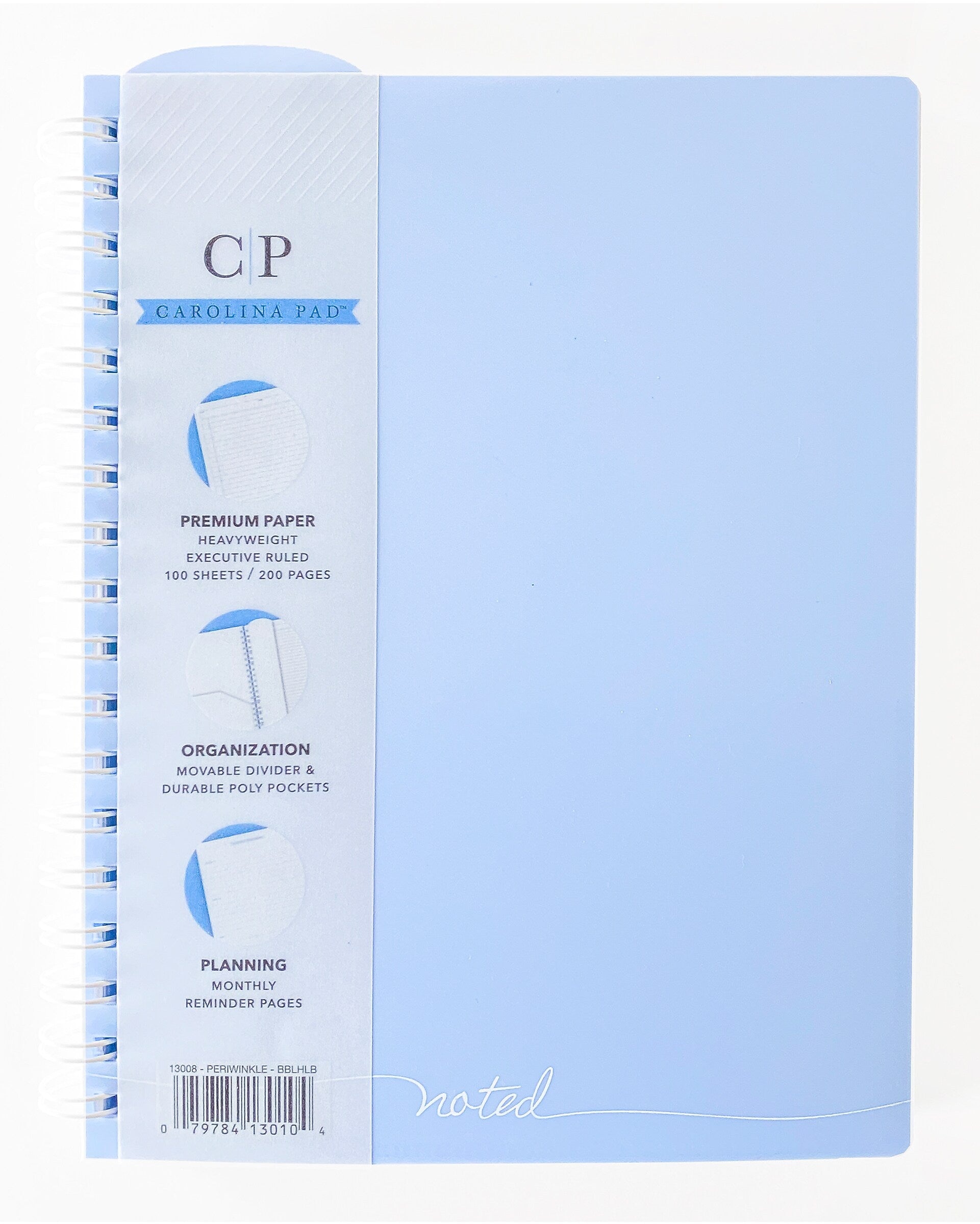 Carolina Pad Noted Premium 1-Subject Professional Notebooks, 7.38" x 9.5", College Ruled, 100 Sheets, Assorted Colors (13008)