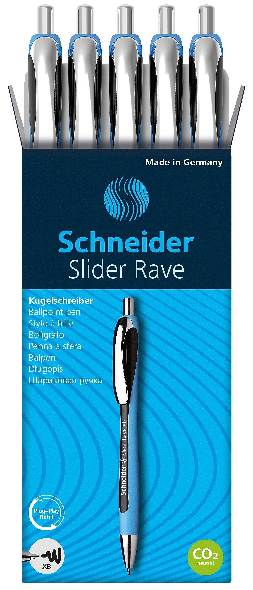 Schneider Slider Rave Retractable Ballpoint Pen, Extra Broad Point, Black Ink, Each (132501)