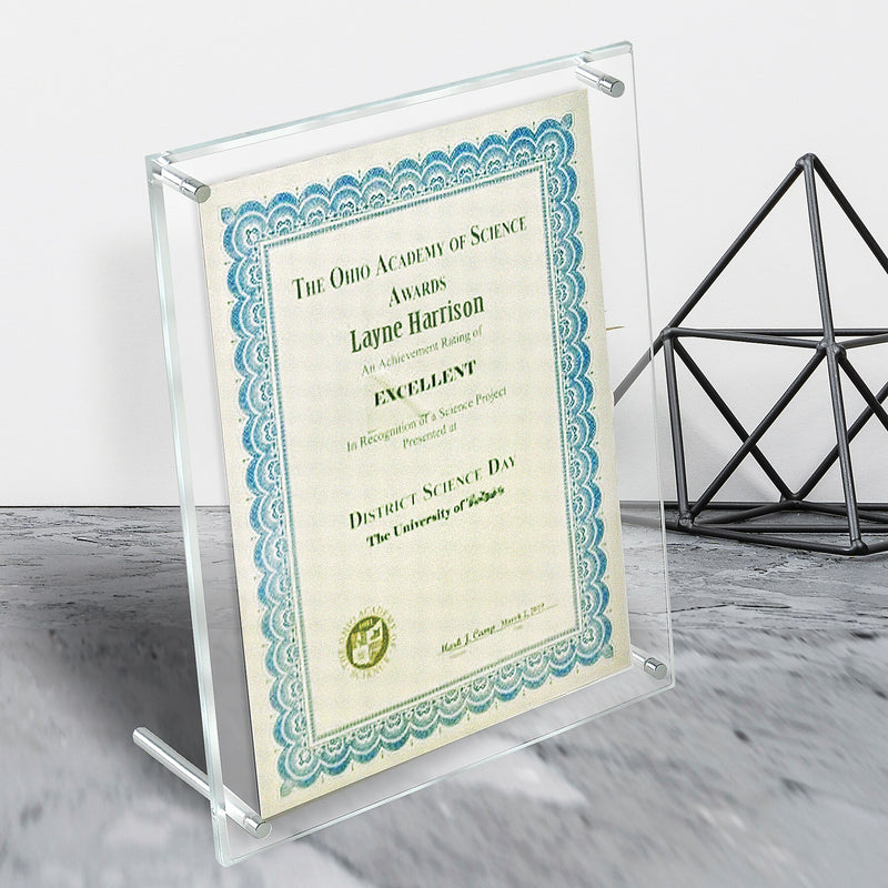 Azar Poster Holder, 10" x 12.5", Vertical, Table Top, Clear, Acrylic, 2/Pack (252952)