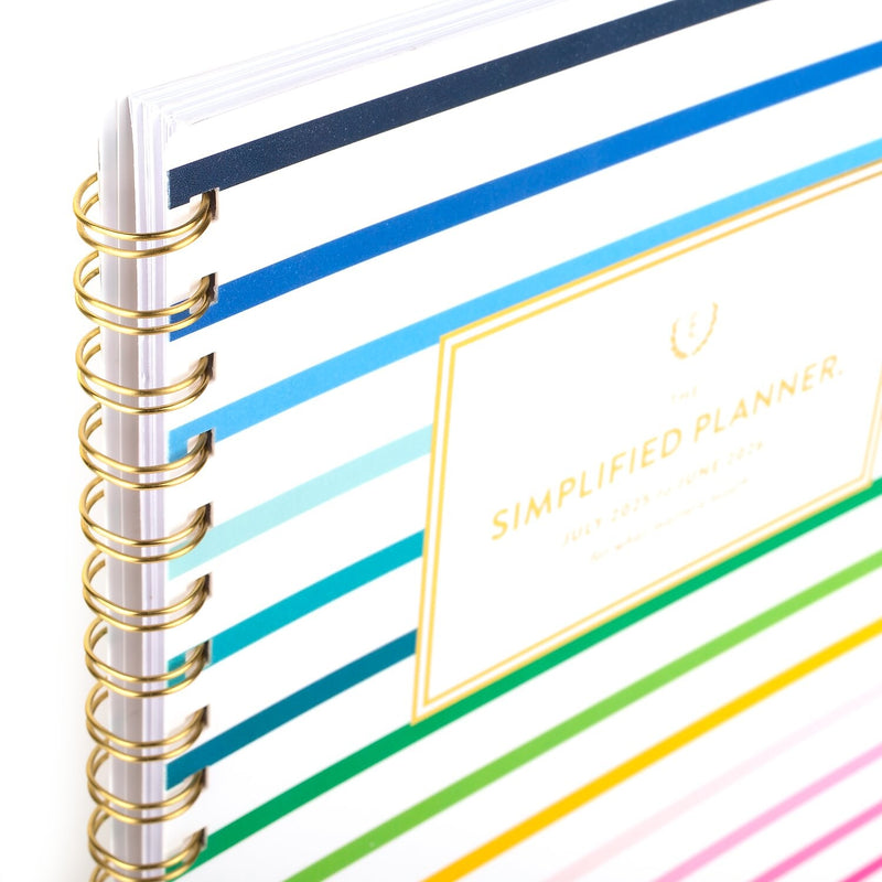 2025-2026 AT-A-GLANCE Simplified by Emily Ley 8.5" x 11" Academic Year Weekly & Monthly Planner, Plastic Cover, Happy Stripe