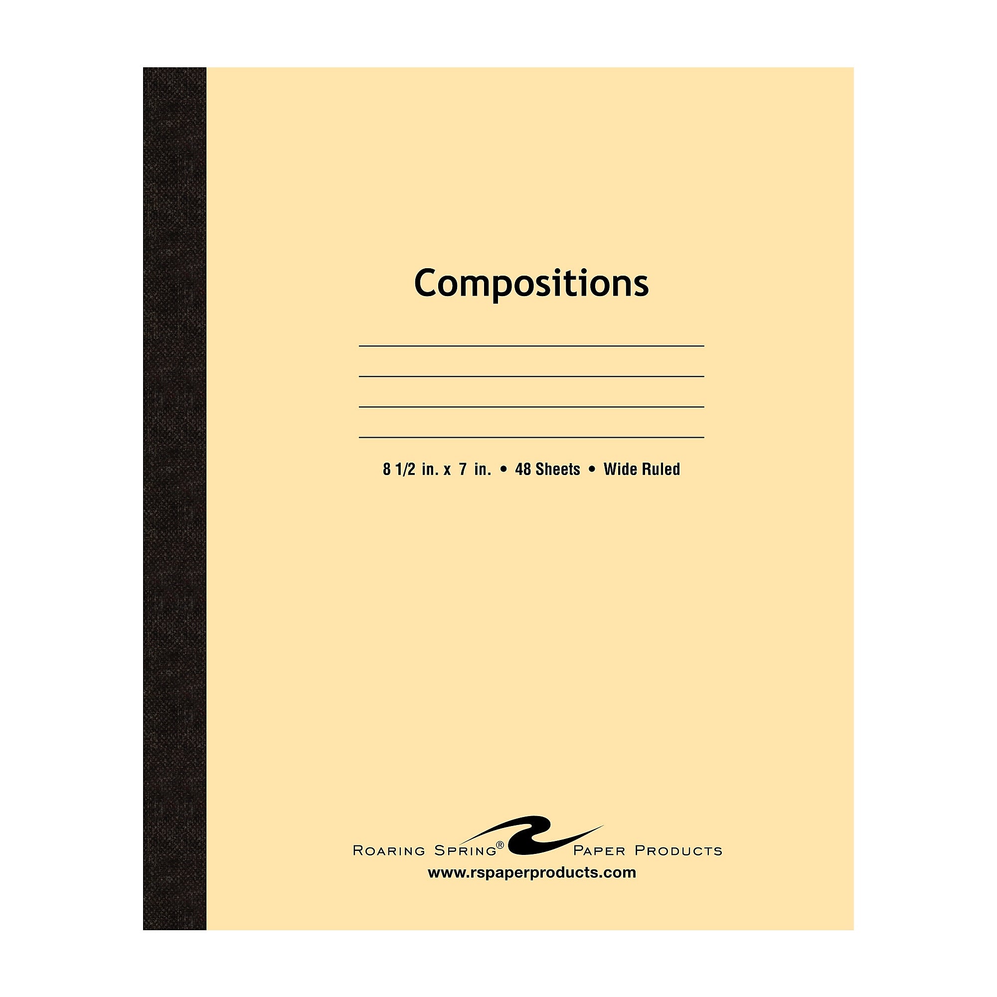 Roaring Spring Paper Products 1-Subject Composition Notebooks, 7" x 8.5", Wide Ruled, 48 Sheets, Brown (77308)
