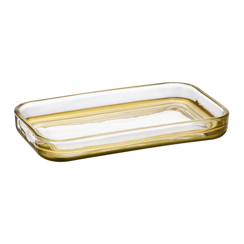 mDesign Glass Accessory Tray, Clear/Soft Brass (26040)