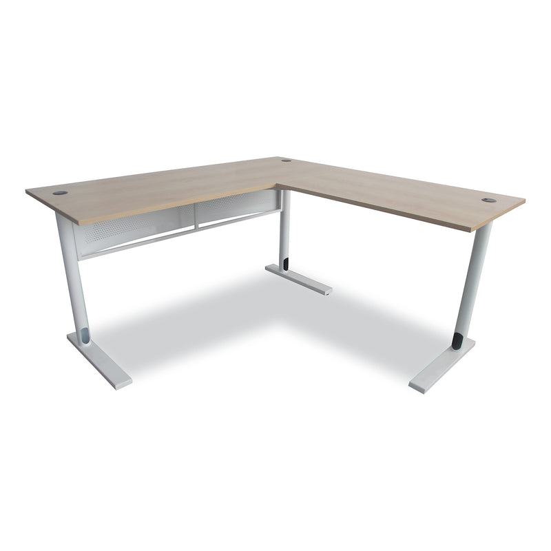 Workspace by Alera® L-Shaped Writing Desk, 59.05" x 59.05" x 29.53", Beigewood/White