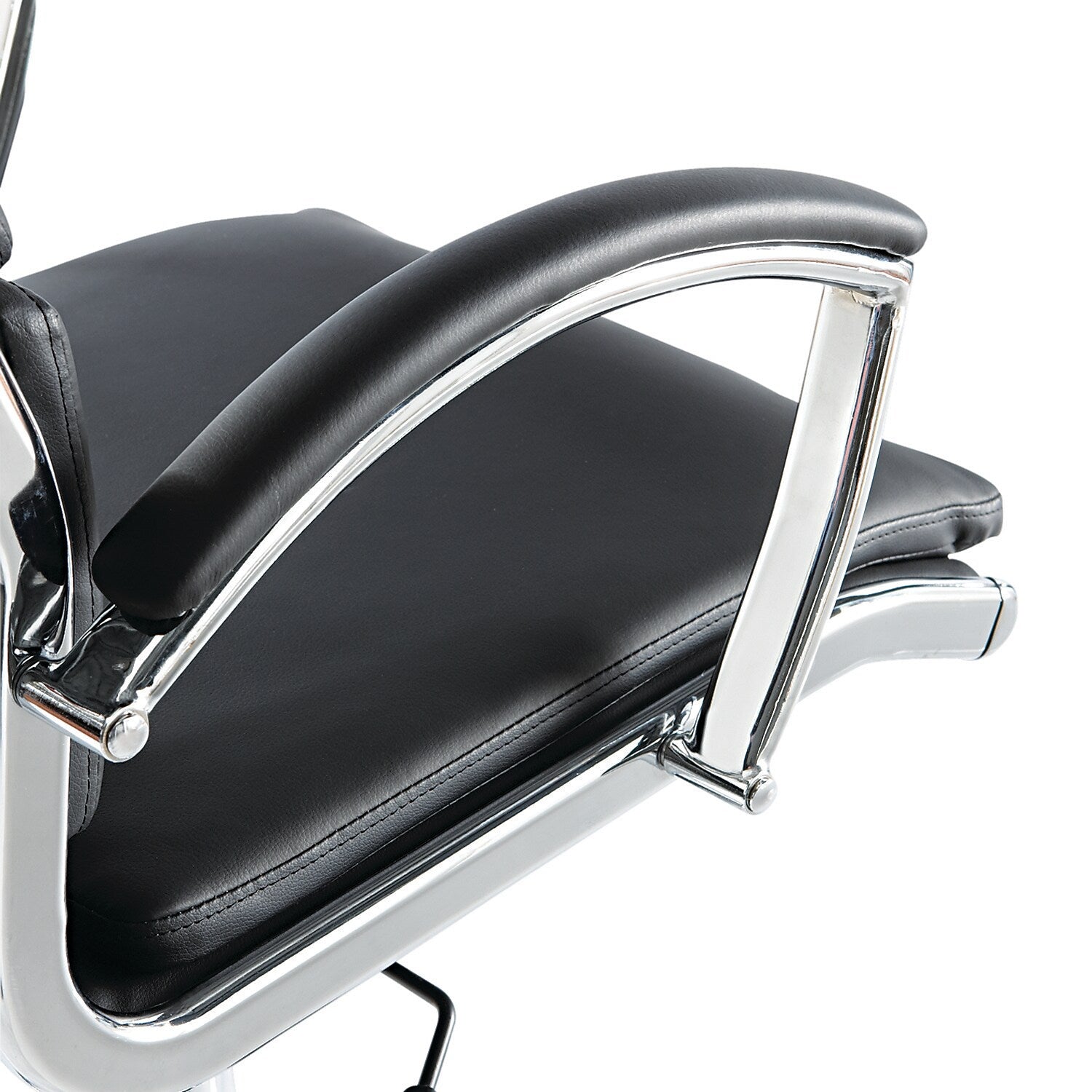 Neratoli High-Back Swivel/Tilt Chair , Black Soft-Touch Leather , Chrome Frame