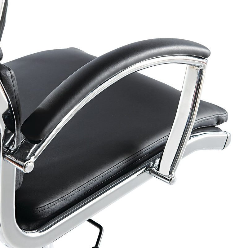 Neratoli High-Back Swivel/Tilt Chair , Black Soft-Touch Leather , Chrome Frame