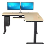 VersaDesk PowerLift 72"W Electric L-Shaped Adjustable Standing Desk, Maple/Black (PLLSD7272-BM-APP )