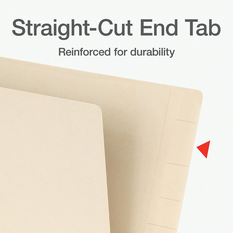 Pendaflex End Tab File Folder, Straight Cut, Letter Size, Manila, 100/Box (1007040)