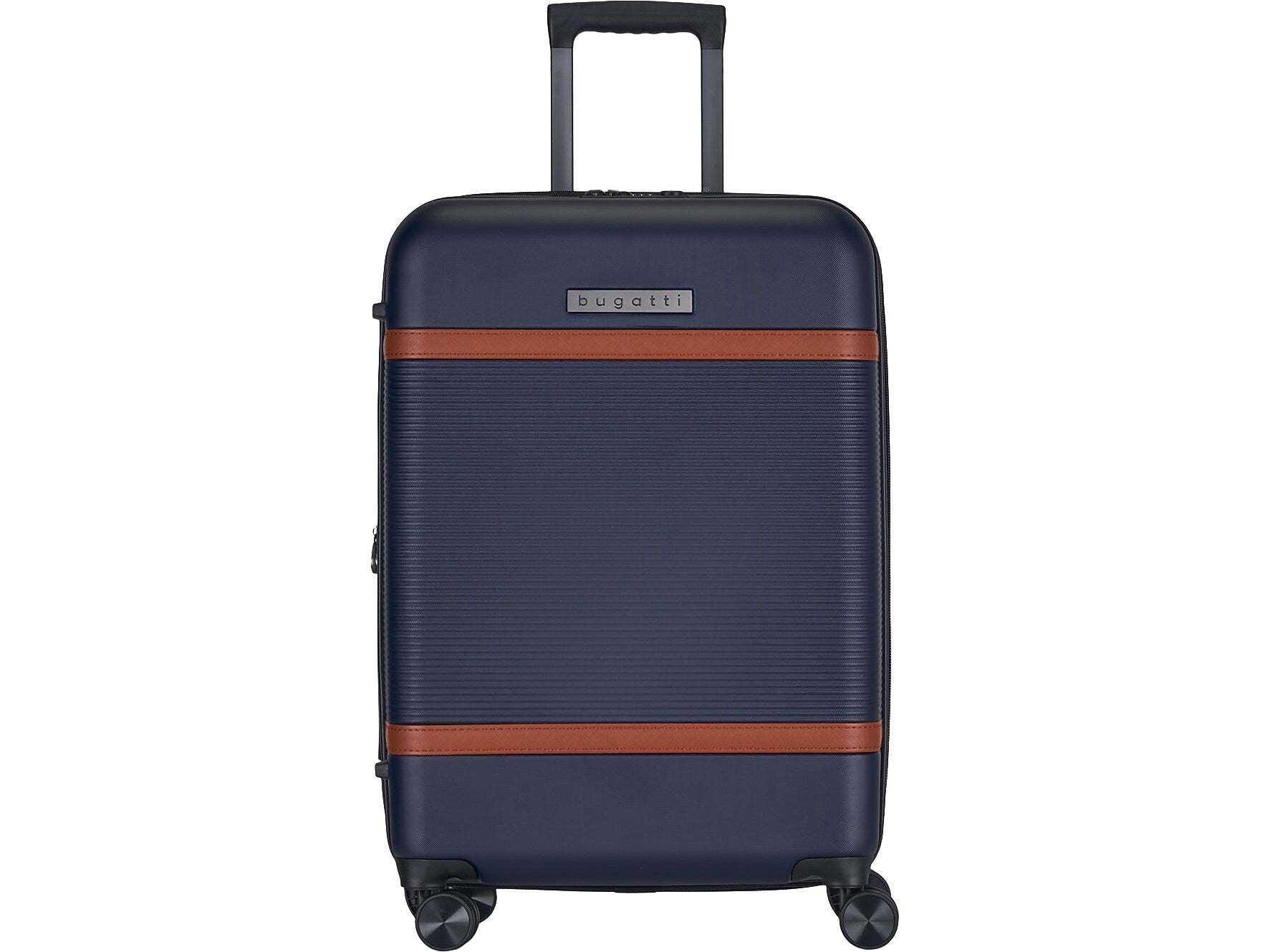 Bugatti Wellington 25.5" Hardside Suitcase, 8-Wheeled Spinner, TSA Checkpoint Friendly, Navy (HLG5124-Navy)