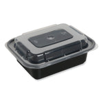 GEN Food Container with Lid, 12 oz, 5.78 x 4.52 x 2.24, Black/Clear, Plastic, 150/Carton