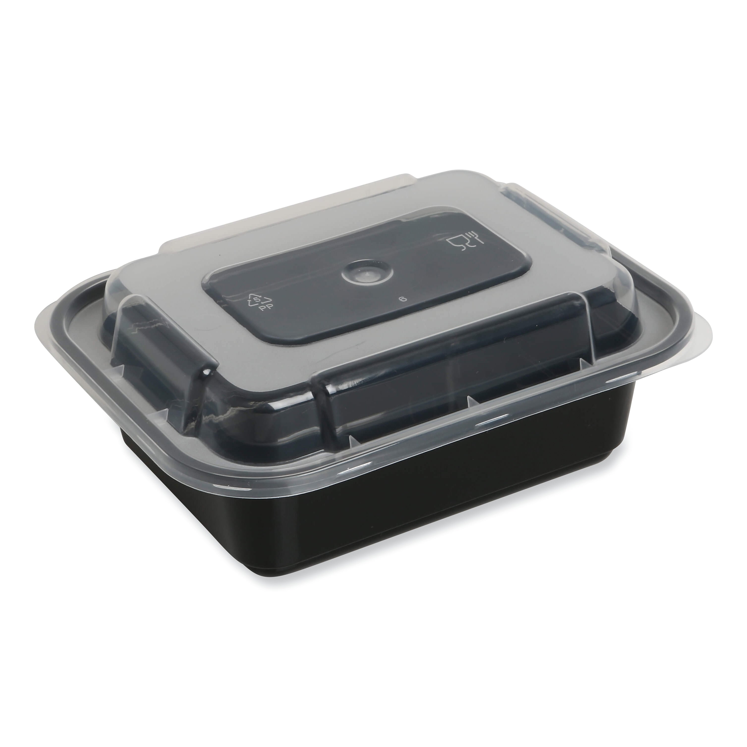 GEN Food Container with Lid, 12 oz, 5.78 x 4.52 x 2.24, Black/Clear, Plastic, 150/Carton