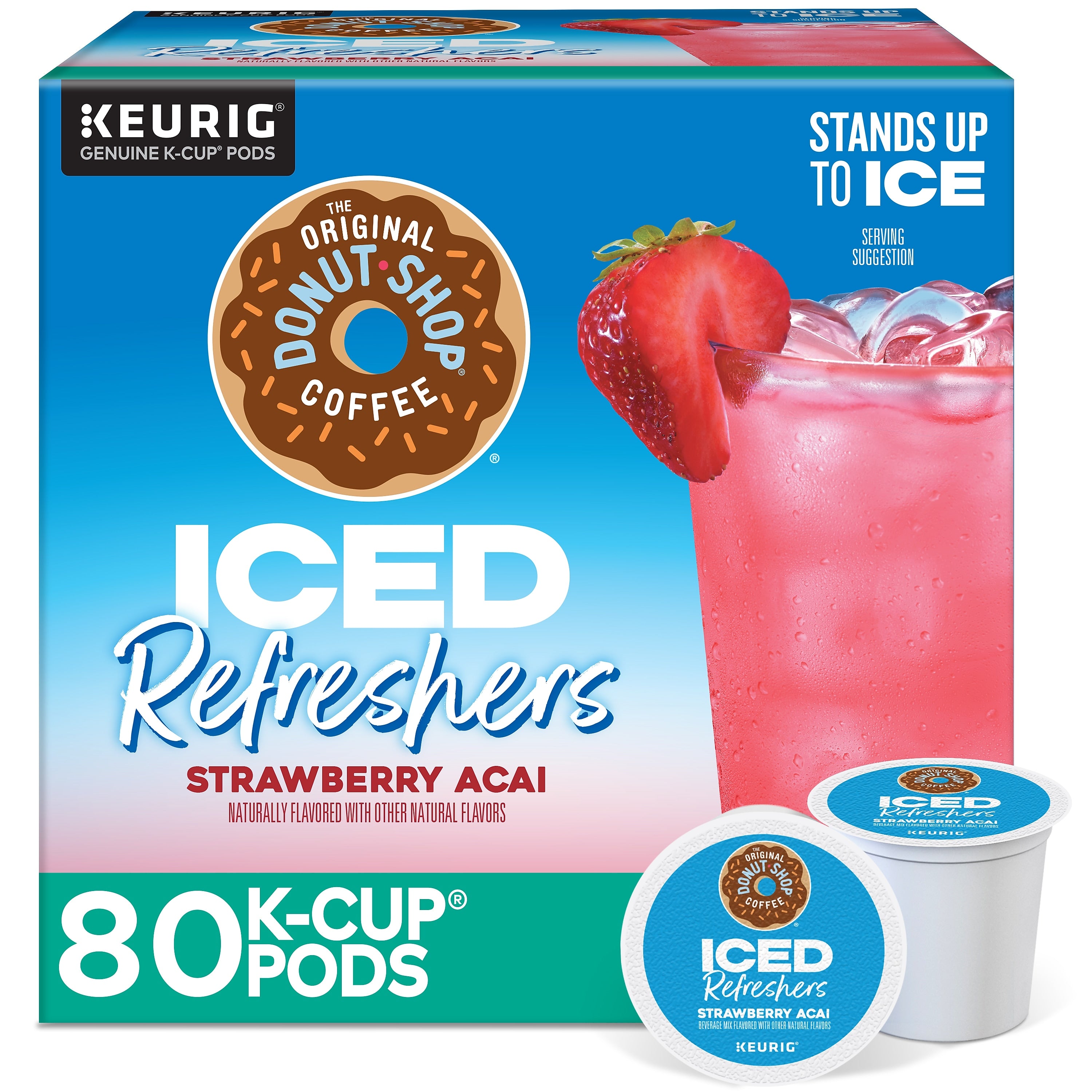 The Original Donut Shop Iced Refreshers Strawberry Acai, Keurig® K-Cup® Pods, 80/Carton (5000379382CT)
