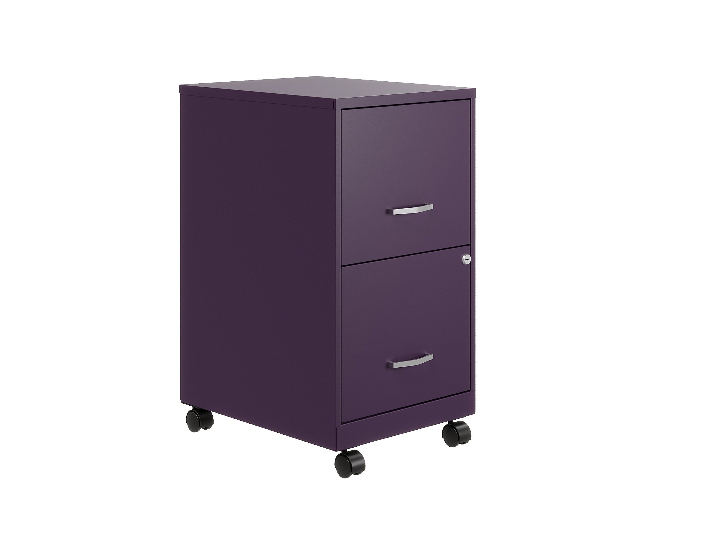 Space Solutions SOHO Smart File 2-Drawer Mobile Vertical File Cabinet, Letter Size, Lockable, Midnight Purple (25277)
