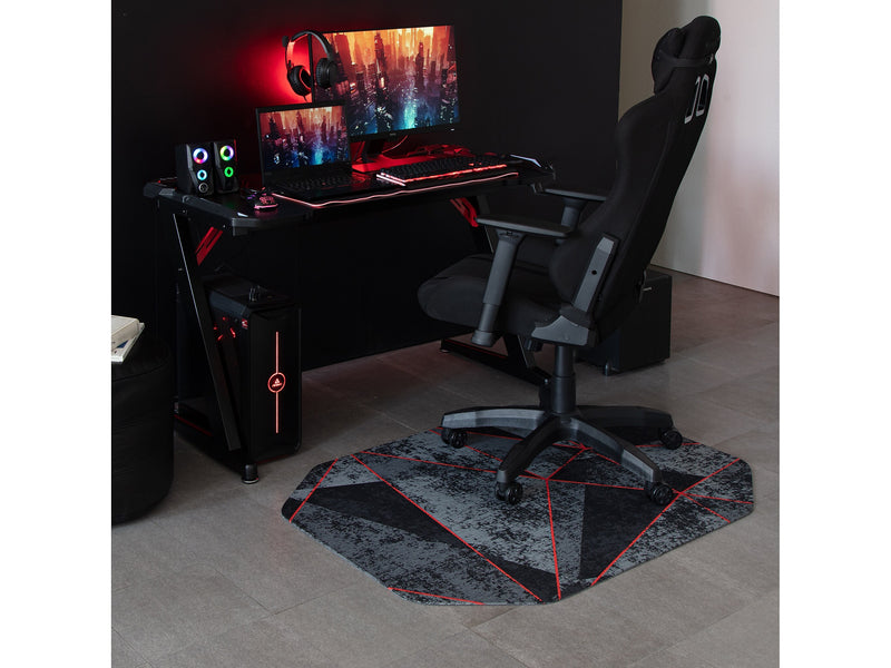 Anji Mountain Rug'd Cracked Ice Carpet & Hard Floor Chair Mat, 36" x 48", Gray/Red (AMB9103)