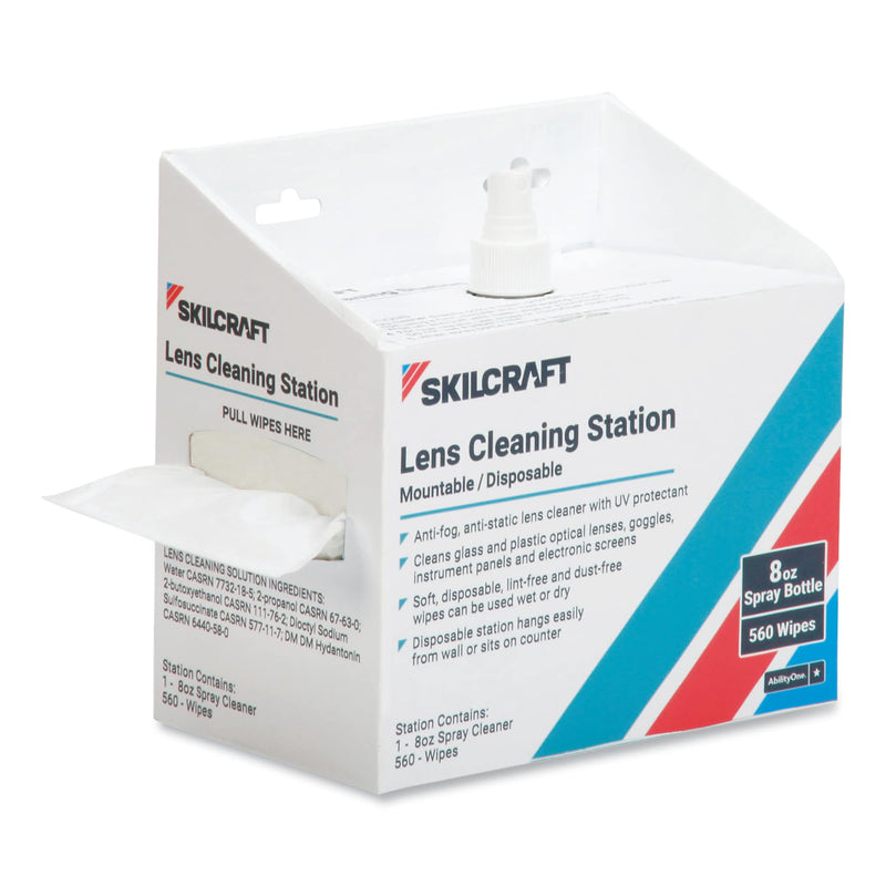 AbilityOne 654000NIB0080 SKILCRAFT Lens Cleaning Station, 8 oz Pump Bottle; 560 Wipes/Box (NSNNIB0080)
