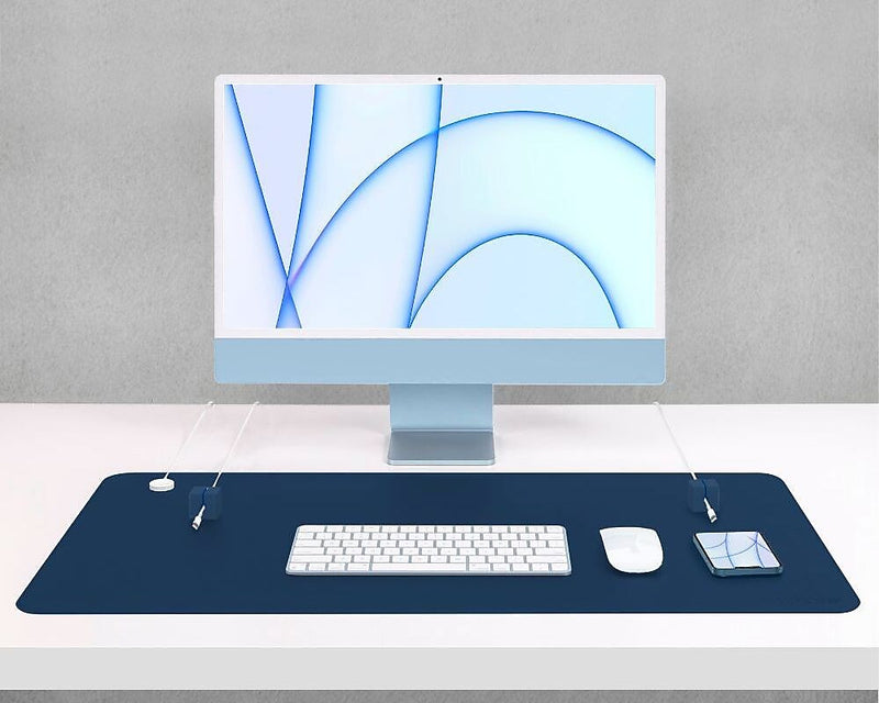 Function101 Desk Mat Pro + 2 Magnetic Cable Block Managers, 31" x 16", Navy (F101-DMPN2)