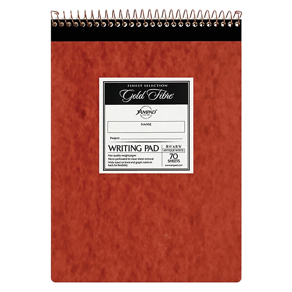 Ampad Gold Fibre Retro Writing Pad, 8.5" x 11.75", Wide Ruled, White, 70 Sheets/Pad (20-008R)