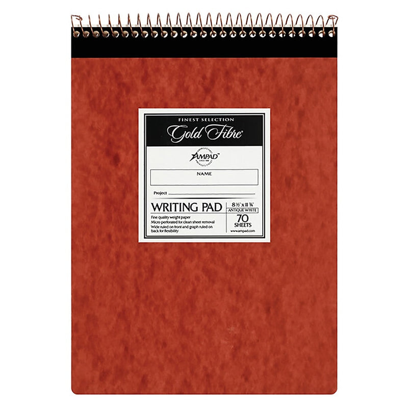 Ampad Gold Fibre Retro Writing Pad, 8.5" x 11.75", Wide Ruled, White, 70 Sheets/Pad (20-008R)